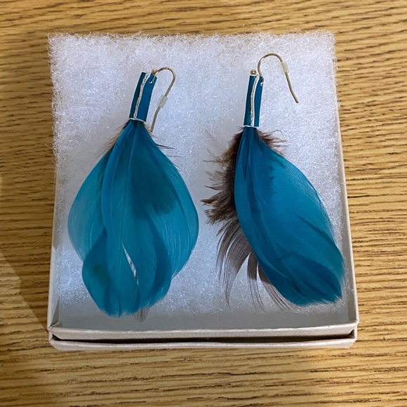 FREE🎁 Handmade artisan blue feather earrings - Picture 4 of 4